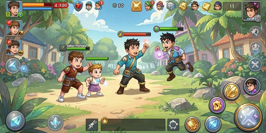 Ruang multiplayer yang ramai dengan pemain dari seluruh dunia.